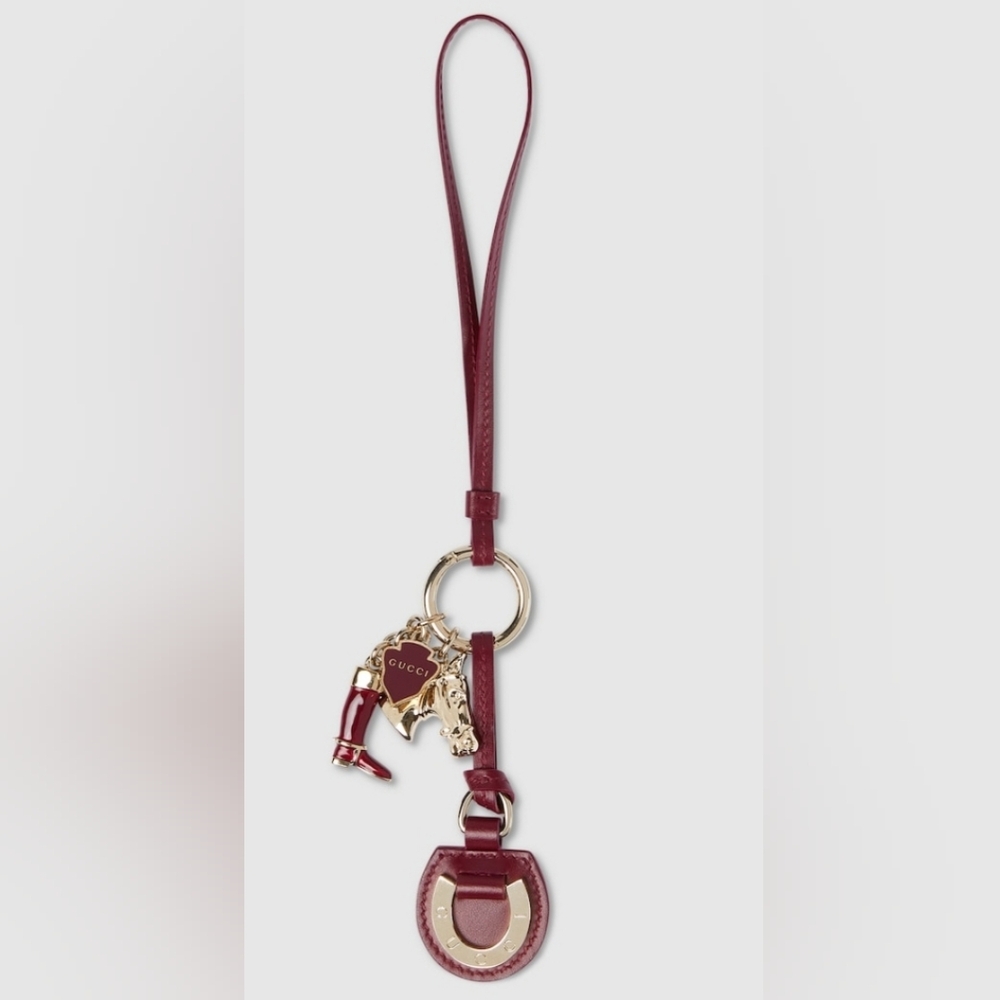 Gucci Red Leather Horsebit Bag Charm NWT.